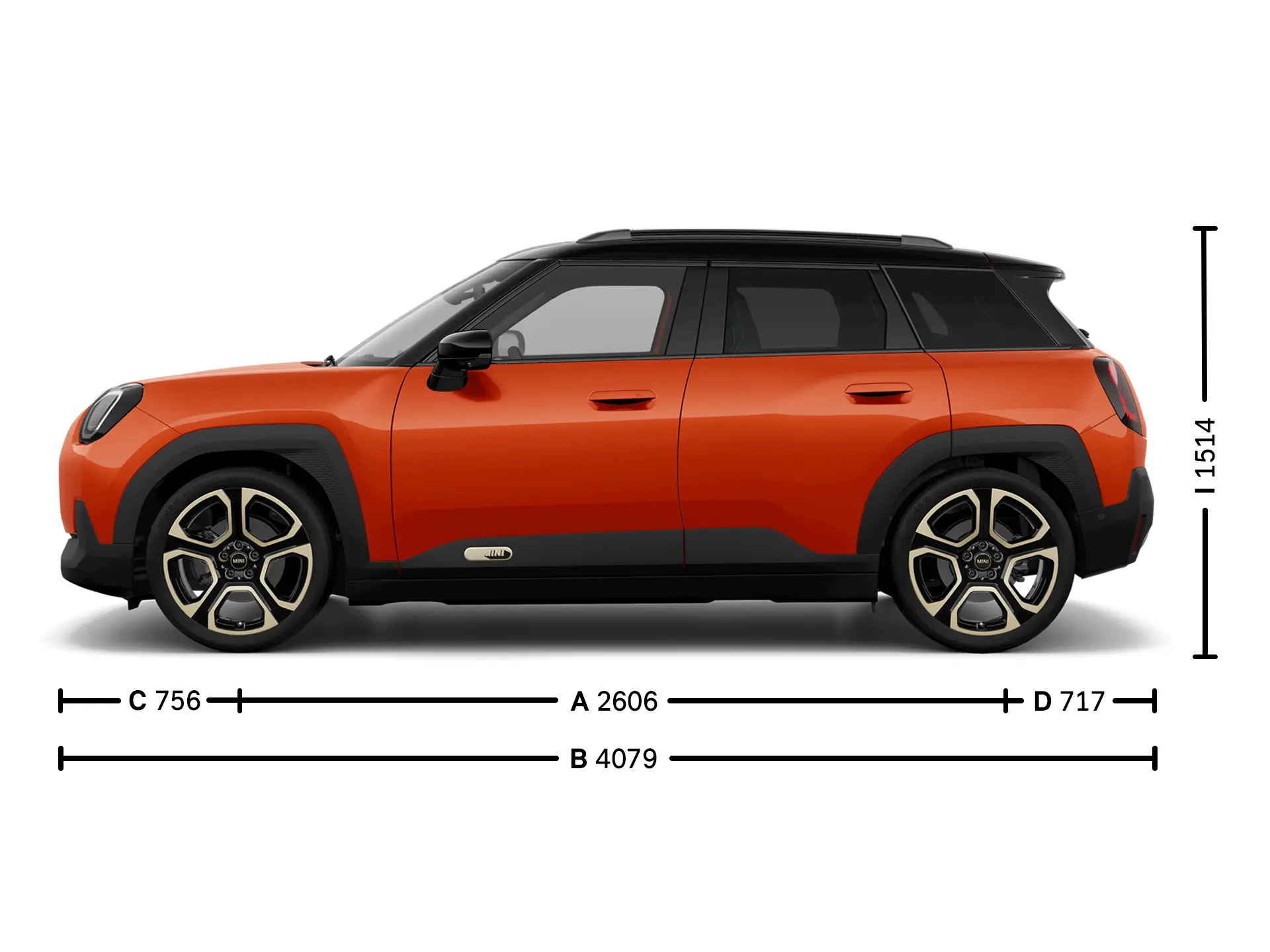 Αμιγώς ηλεκτρικό MINI Aceman - Διαστάσεις πλάγια όψη