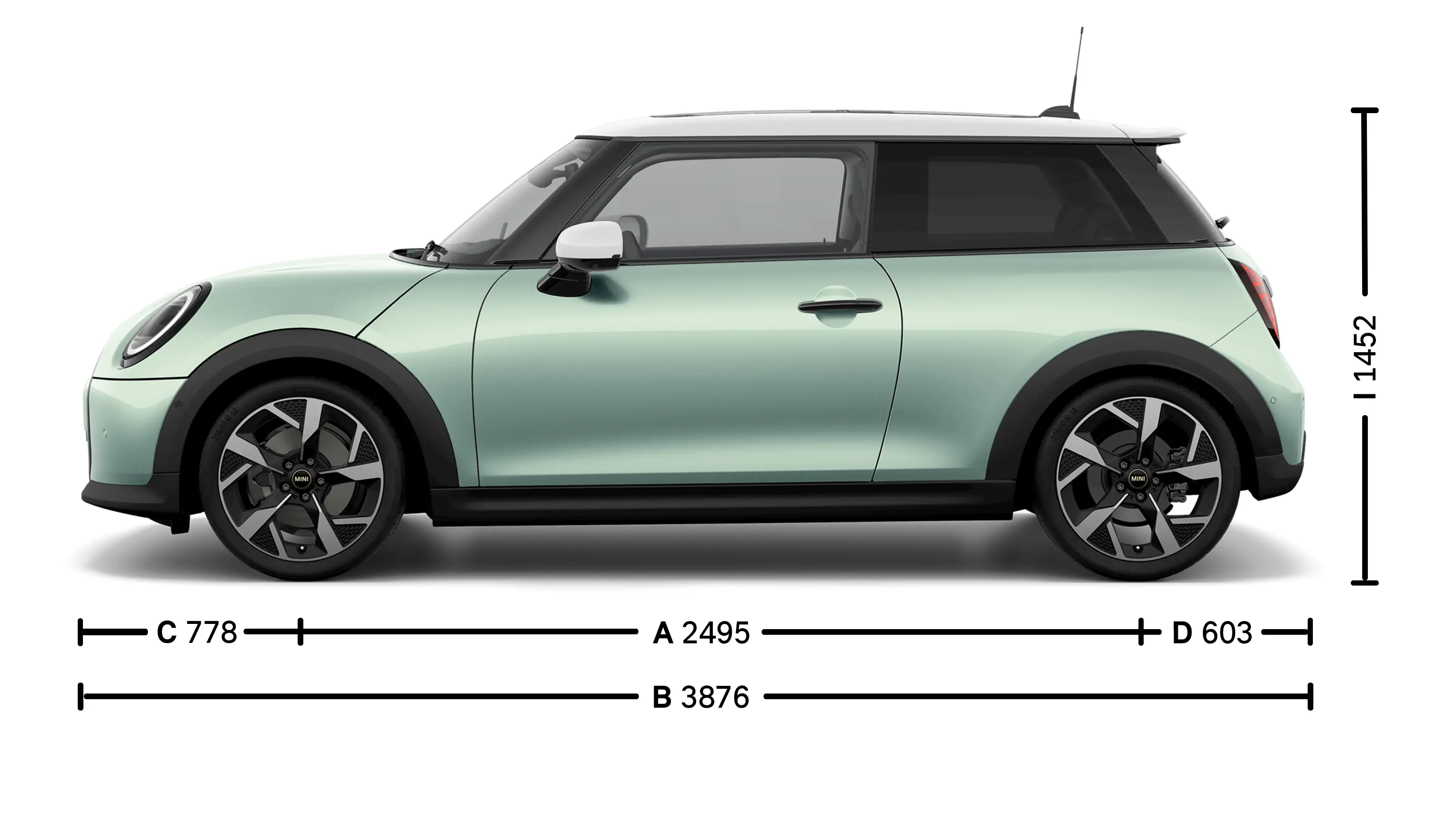 Τρίθυρο MINI Cooper - Διαστάσεις πλάγια όψη