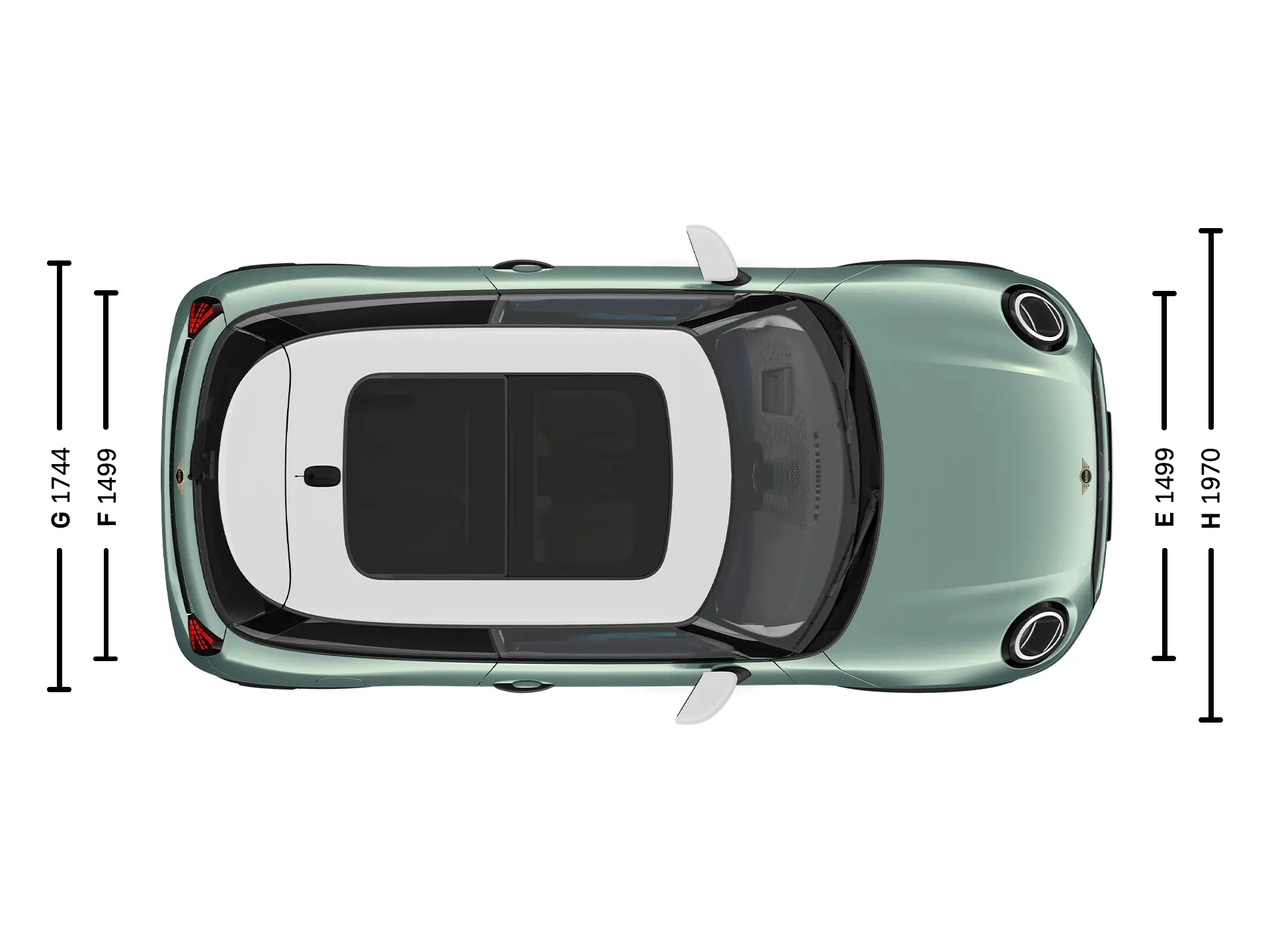 Τρίθυρο MINI Cooper - Διαστάσεις κάτοψη