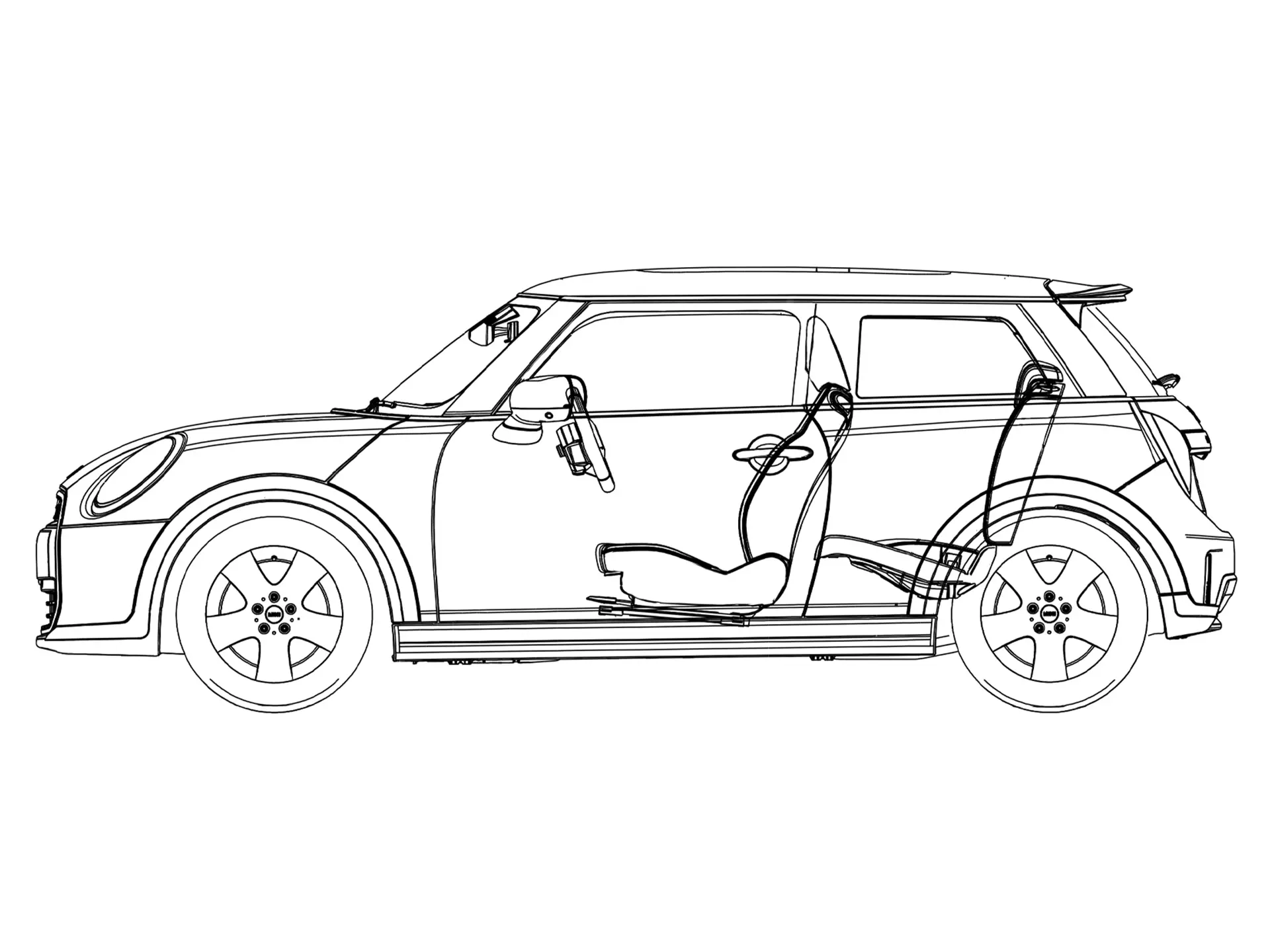 Τρίθυρο MINI Cooper - σχεδιάγραμμα πλευρικής όψης