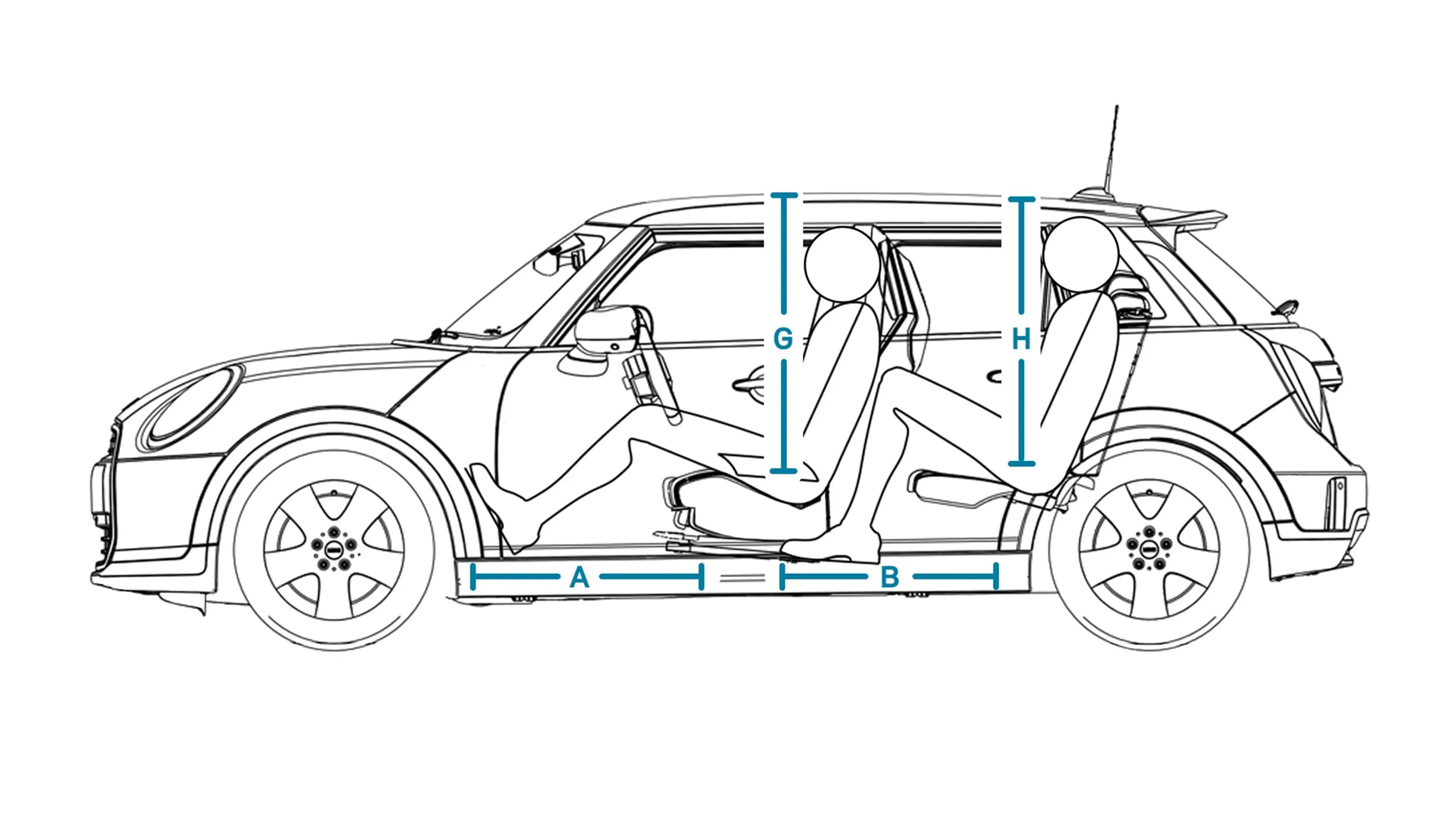 Πεντάθυρο MINI Cooper - Διαστάσεις εσωτερικού πλάγια όψη