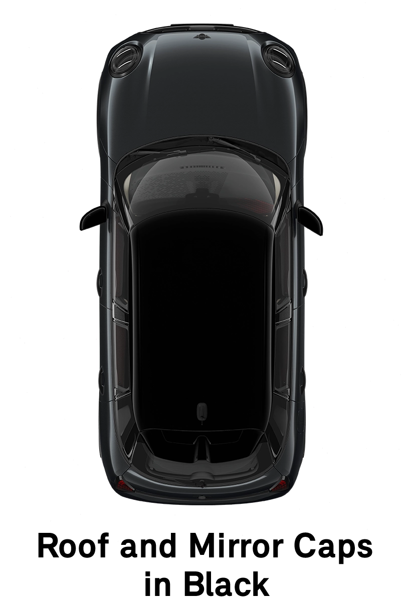  MINI - εξοπλισμός - jcw style οροφή και καλύμματα εξωτερικών καθρεπτών σε μαύρο χρώμα