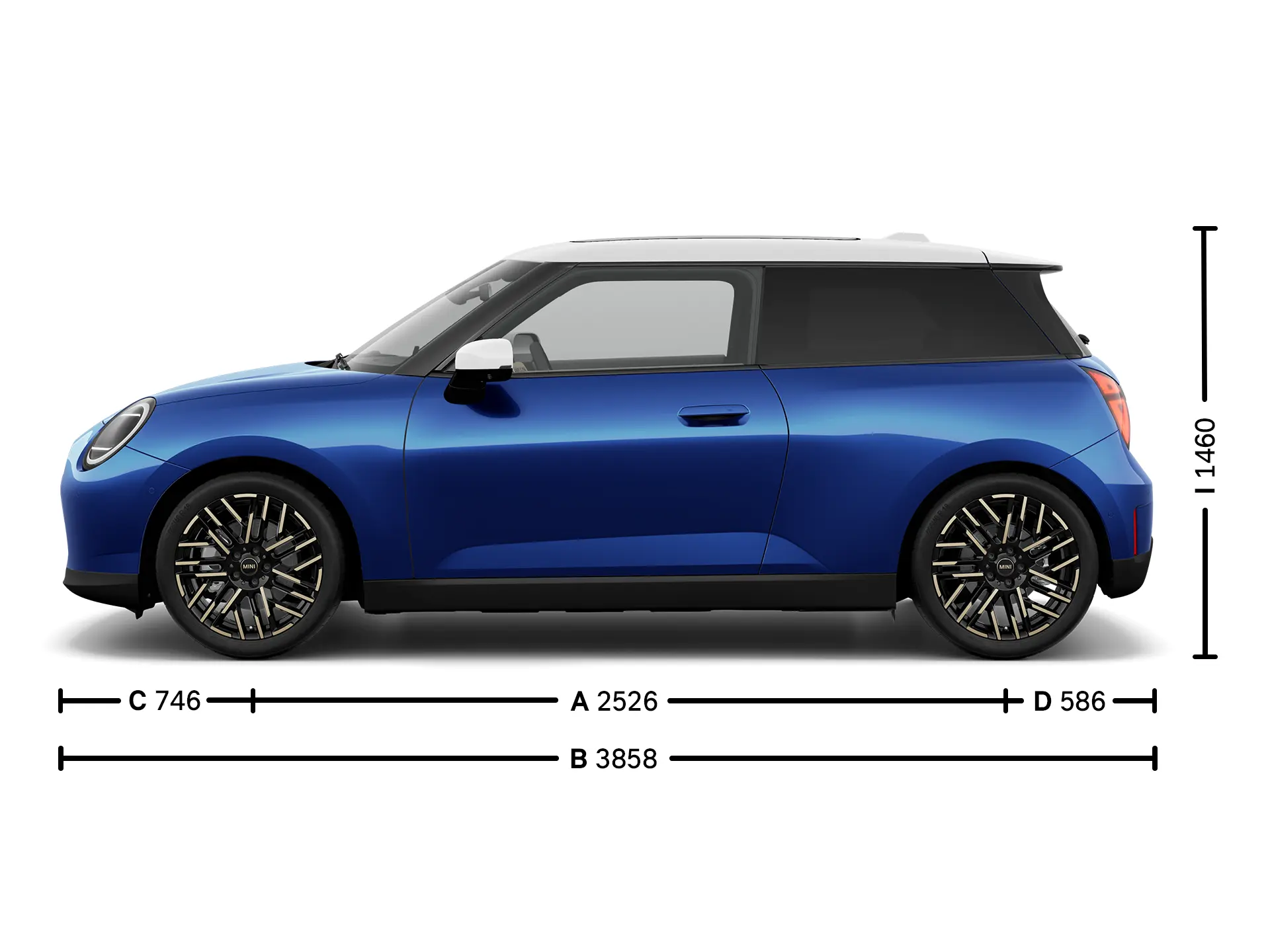 Αμιγώς ηλεκτρικό MINI Cooper Εξωτερικές διαστάσεις πλάγια όψη