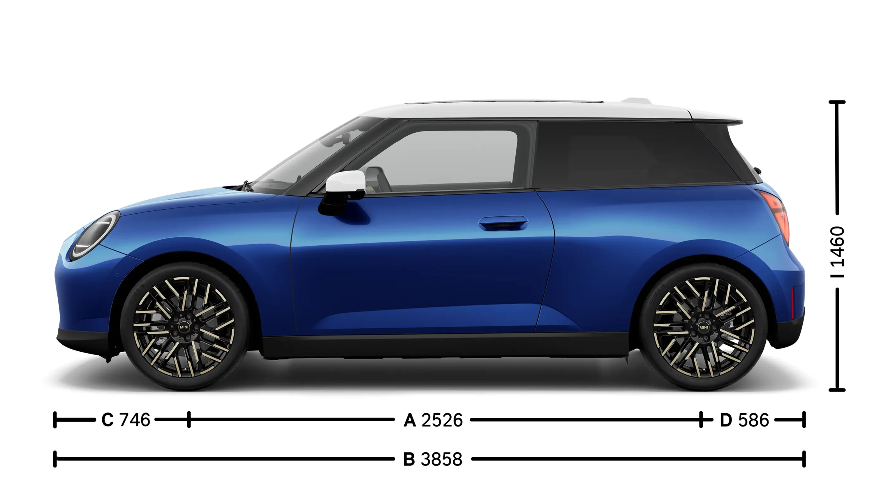 Αμιγώς ηλεκτρικό MINI Cooper Εξωτερικές διαστάσεις πλάγια όψη