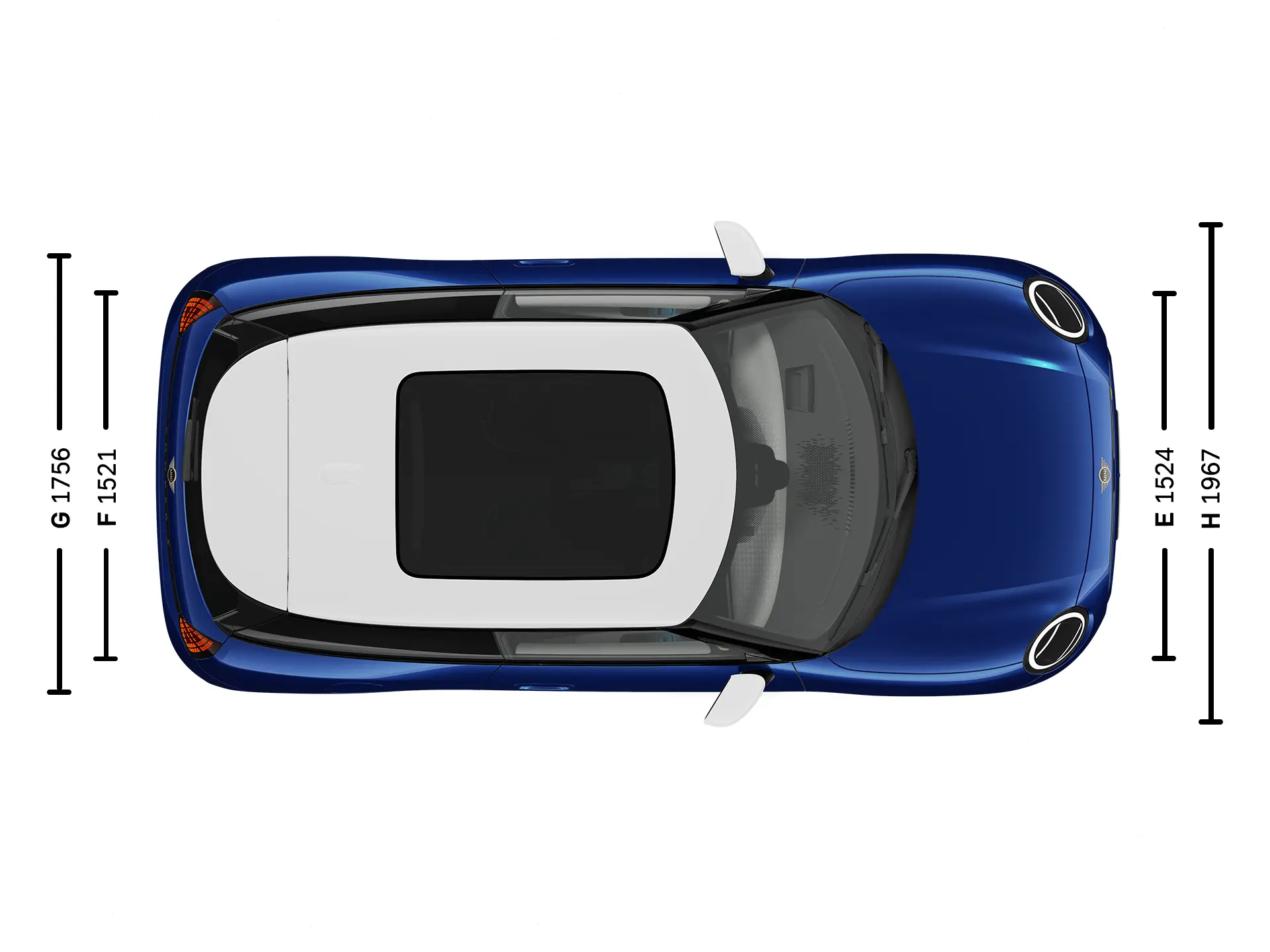 Αμιγώς ηλεκτρικό MINI Cooper Εξωτερικές διαστάσεις κάτοψη