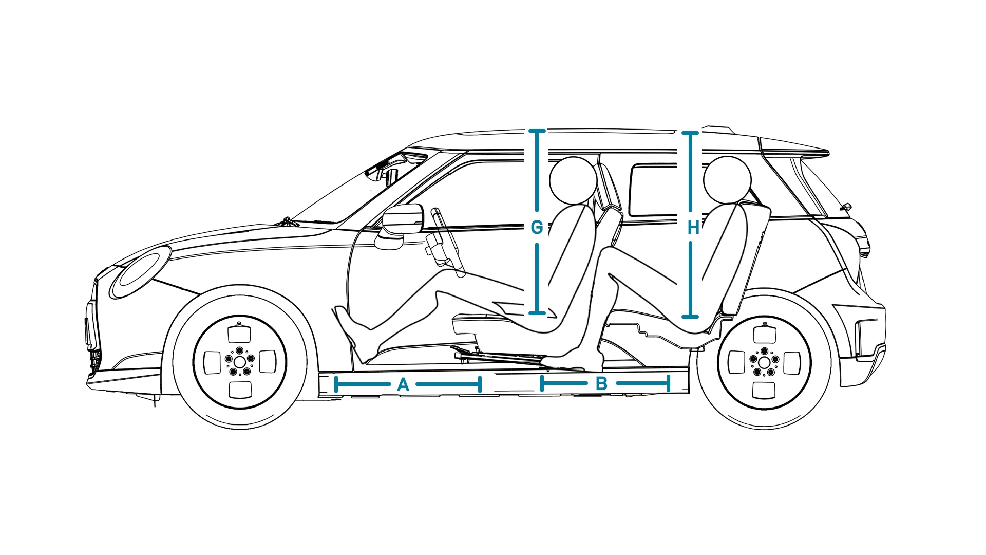Αμιγώς ηλεκτρικό MINI Cooper - Διαστάσεις εσωτερικού πλάγια όψη