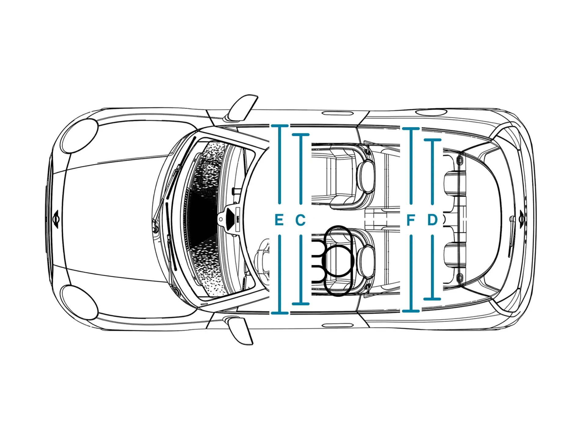Αμιγώς ηλεκτρικό MINI Cooper - Διαστάσεις εσωτερικού κάτοψη