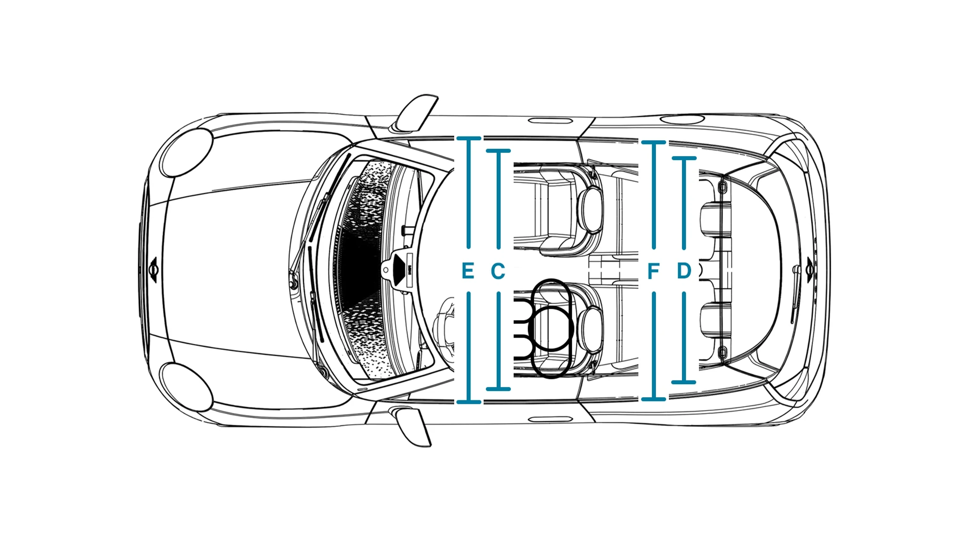 Αμιγώς ηλεκτρικό MINI Cooper - Διαστάσεις εσωτερικού κάτοψη