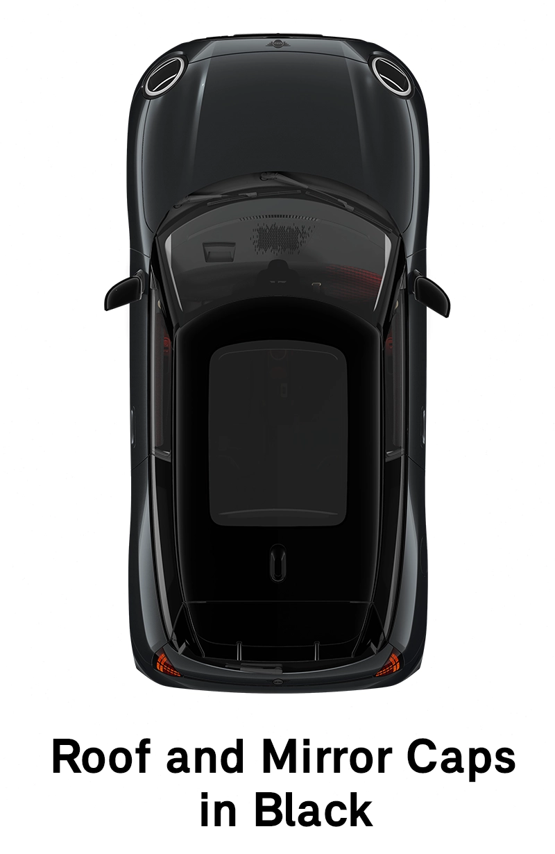  MINI - εξοπλισμός - jcw style οροφή και καλύμματα εξωτερικών καθρεπτών σε μαύρο χρώμα