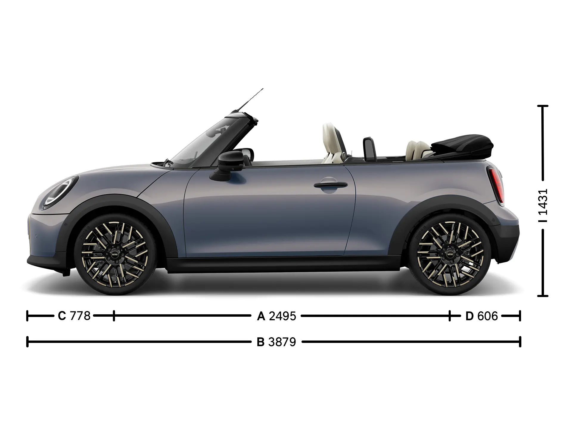 MINI Cooper Cabrio - Διαστάσεις πλάγια όψη