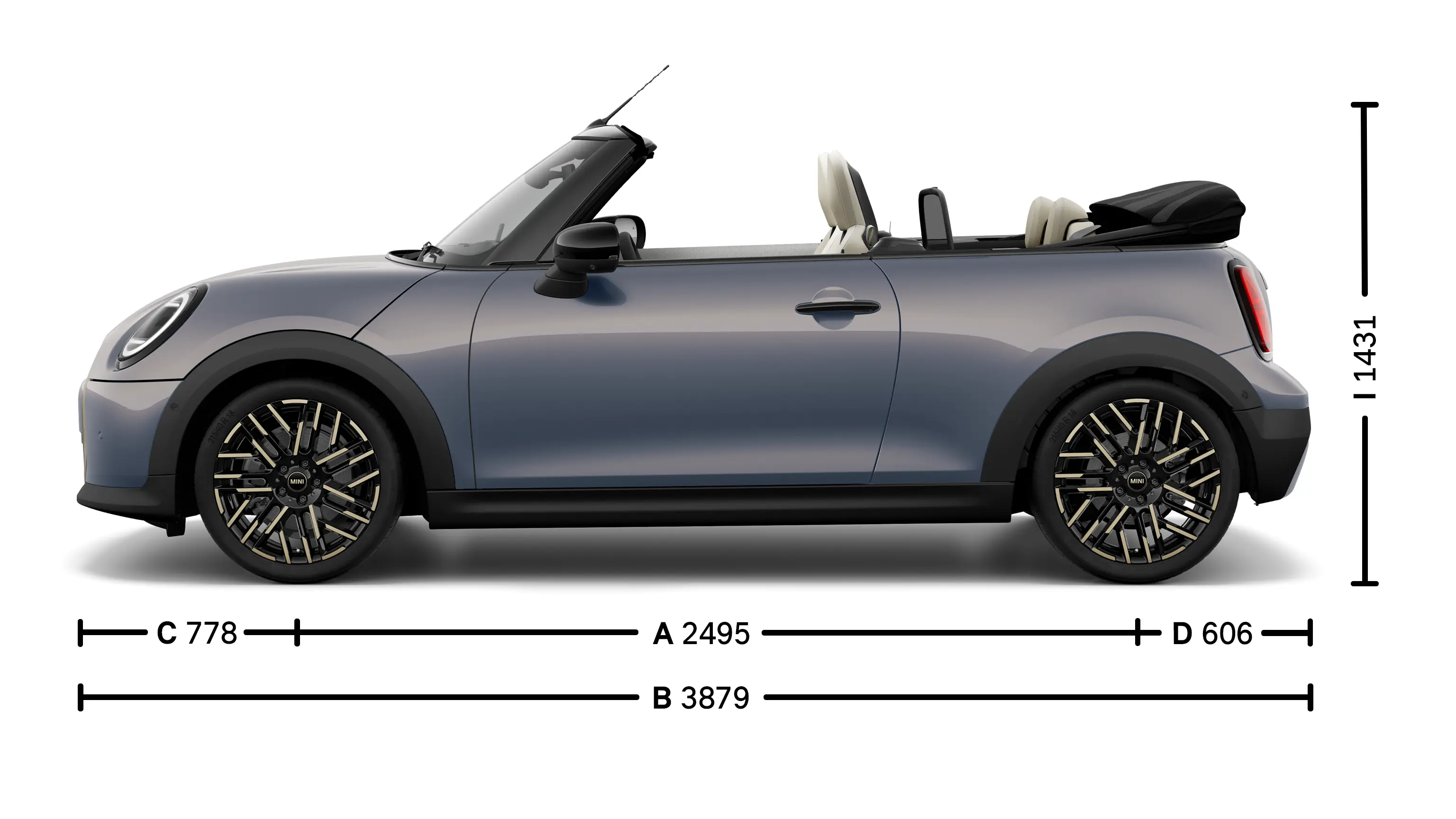 MINI Cooper Cabrio - Διαστάσεις πλάγια όψη
