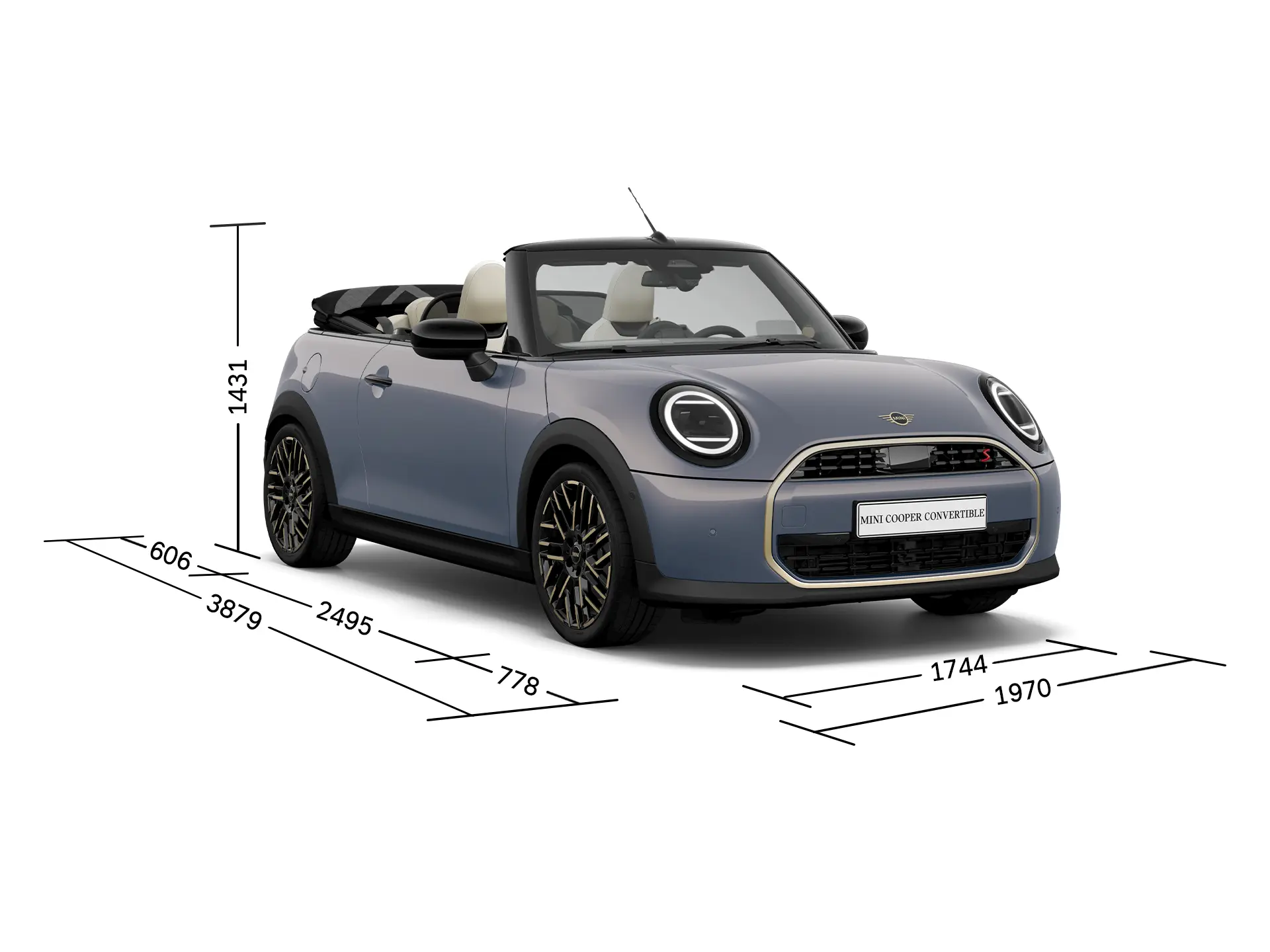 MINI Cooper Cabrio - Μπροστινή όψη με διαστάσεις