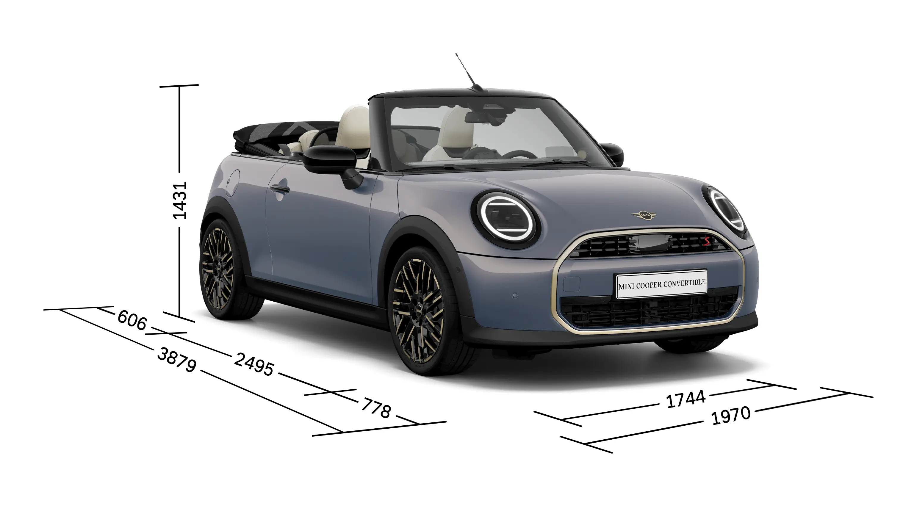 MINI Cooper Cabrio - Μπροστινή όψη με διαστάσεις