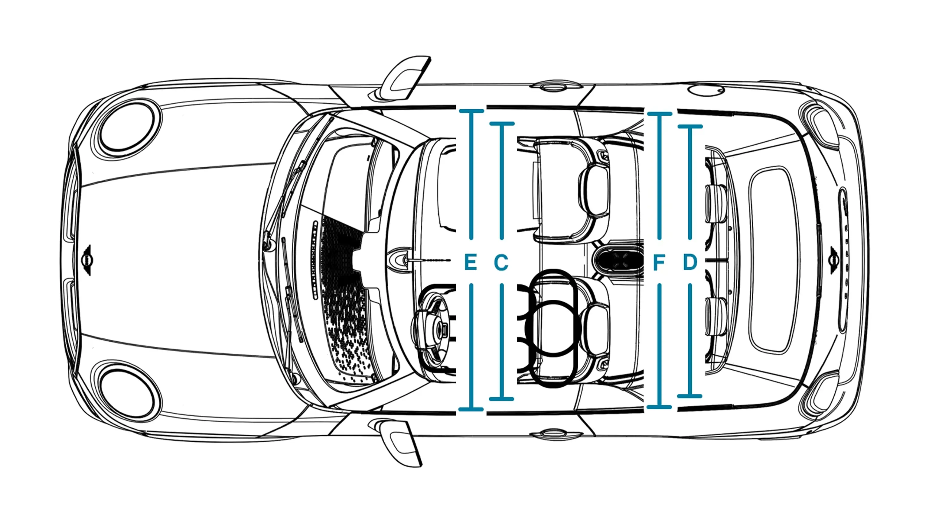 MINI Cooper Cabrio - Διαστάσεις εσωτερικού κάτοψη