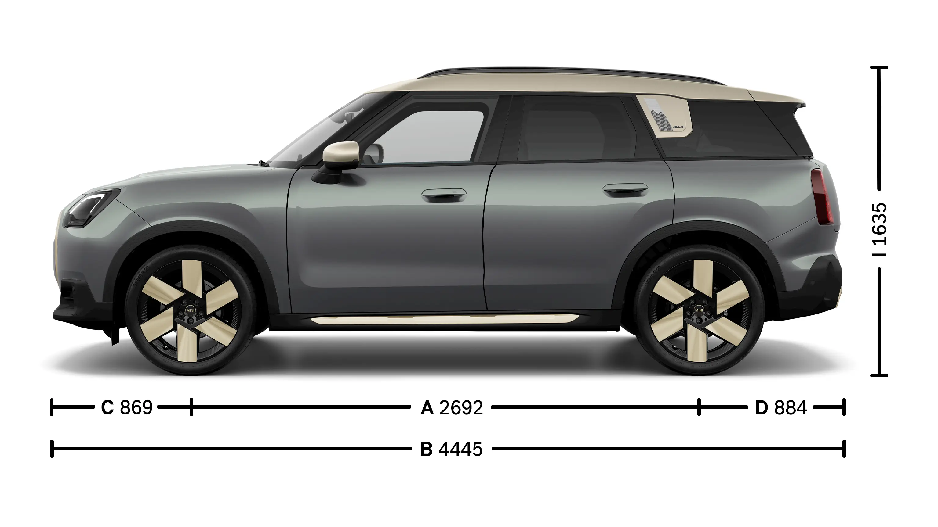 Αμιγώς ηλεκτρικό MINI Countryman Διαστάσεις πλάγια όψη