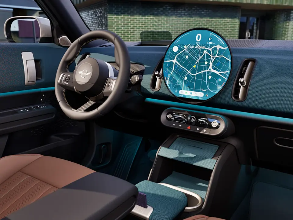 MINI Countryman - εσωτερική σχεδίαση -πίνακας οργάνων με κεντρικό όργανο oled
