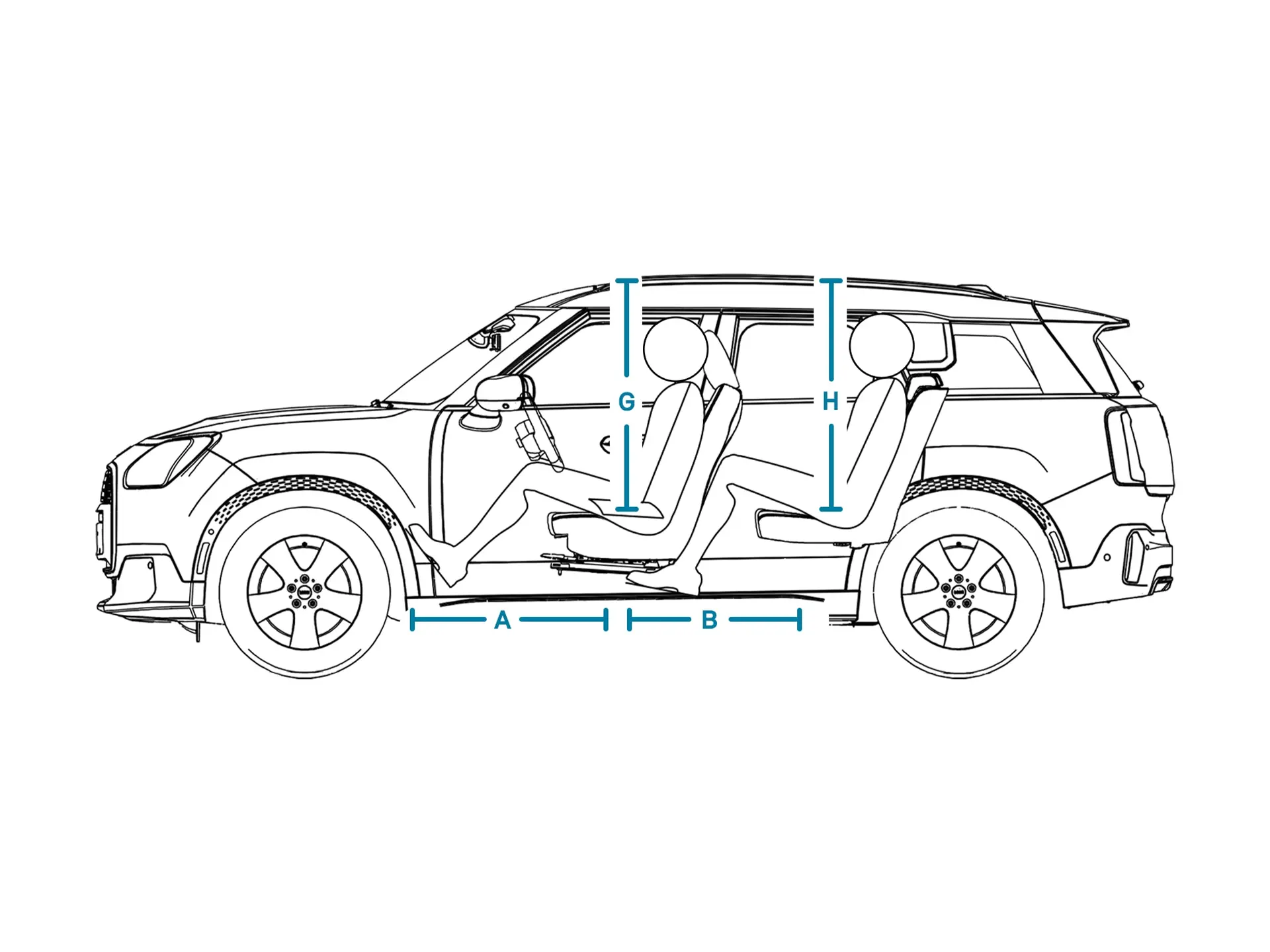 MINI Countryman - Διαστάσεις εσωτερικού πλάγια όψη