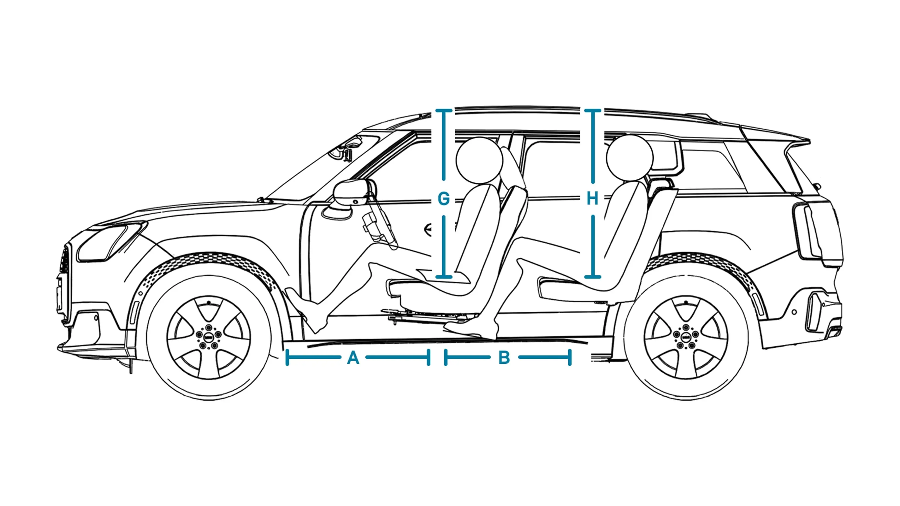 MINI Countryman - Διαστάσεις εσωτερικού πλάγια όψη