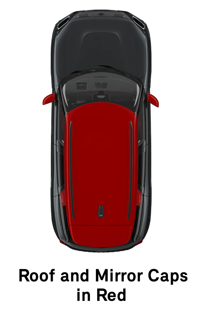 MINI - εξοπλισμός - jcw style οροφή και καλύμματα εξωτερικών καθρεπτών σε κόκκινο χρώμα
