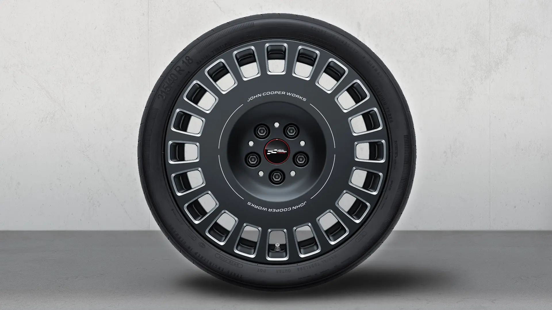 Ζάντες MINI JCW 18" Rallye Spoke 964 σε Frozen Midnight Grey και διαμανταρισμένο φινίρισμα.