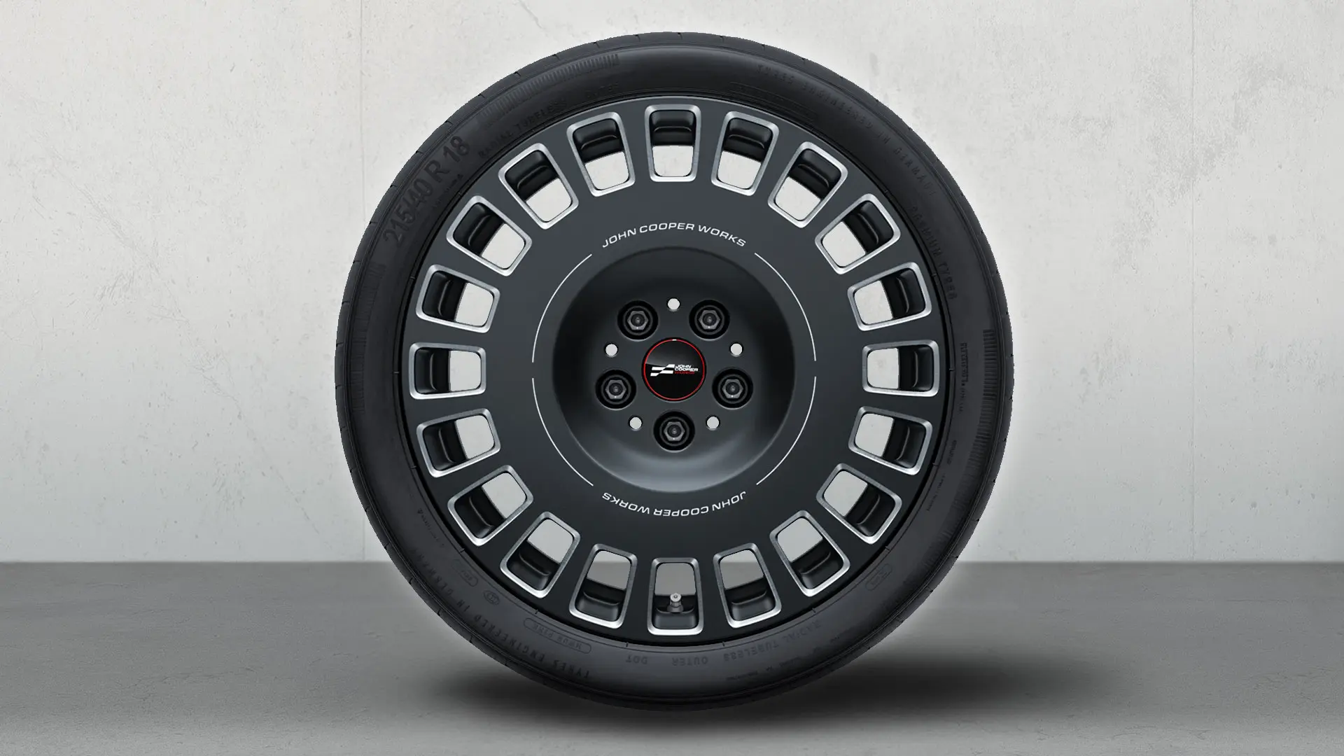 Ζάντες MINI JCW 18" Rallye Spoke 964 σε Frozen Midnight Grey και διαμανταρισμένο φινίρισμα.