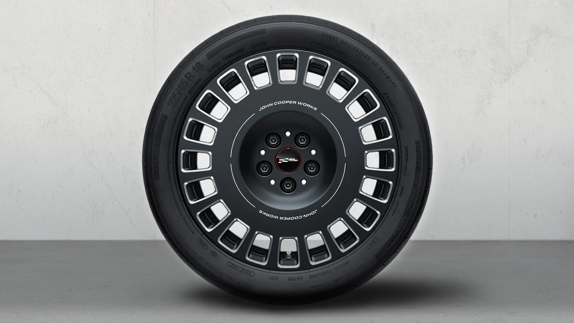 Ζάντες ελαφρού κράματος 18" JCW Rallye Spoke 992 σε διχρωμία (Frozen Midnight Grey, στιλβωμένες), σετ τροχών με θερινά ελαστικά.