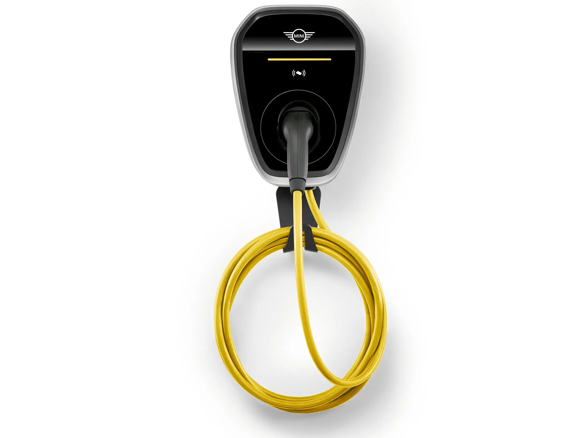 MINI Wallbox Plus για οικιακή φόρτιση με ισχύ έως και 22 kW, τοποθετημένο σε τοίχο.