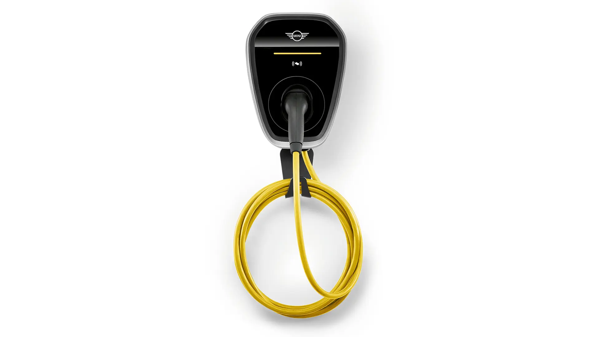 MINI Wallbox Plus για οικιακή φόρτιση με ισχύ έως και 22 kW, τοποθετημένο σε τοίχο.