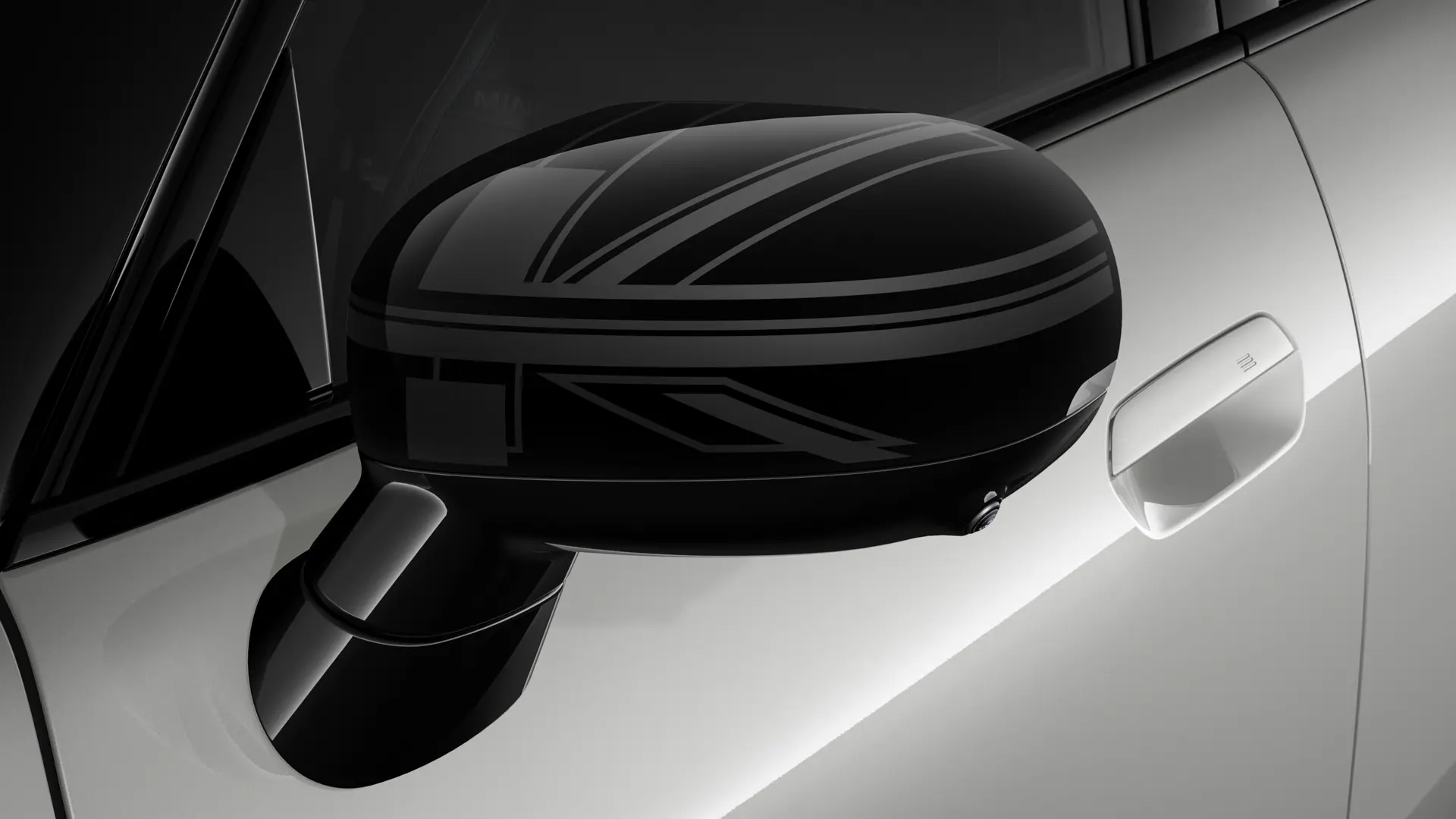 Τρίθυρο MINI Cooper σε ασημί χρώμα με καλύμματα εξωτερικών καθρεπτών σε σχέδιο Night Union Jack.