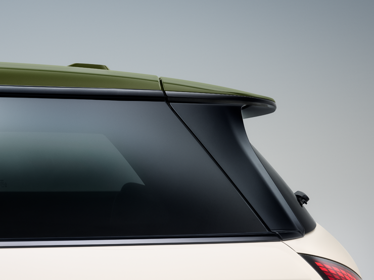 Πλάγια όψη της οροφής του MINI Paul Smith σε χρώμα αντίθεσης Nottingham Green