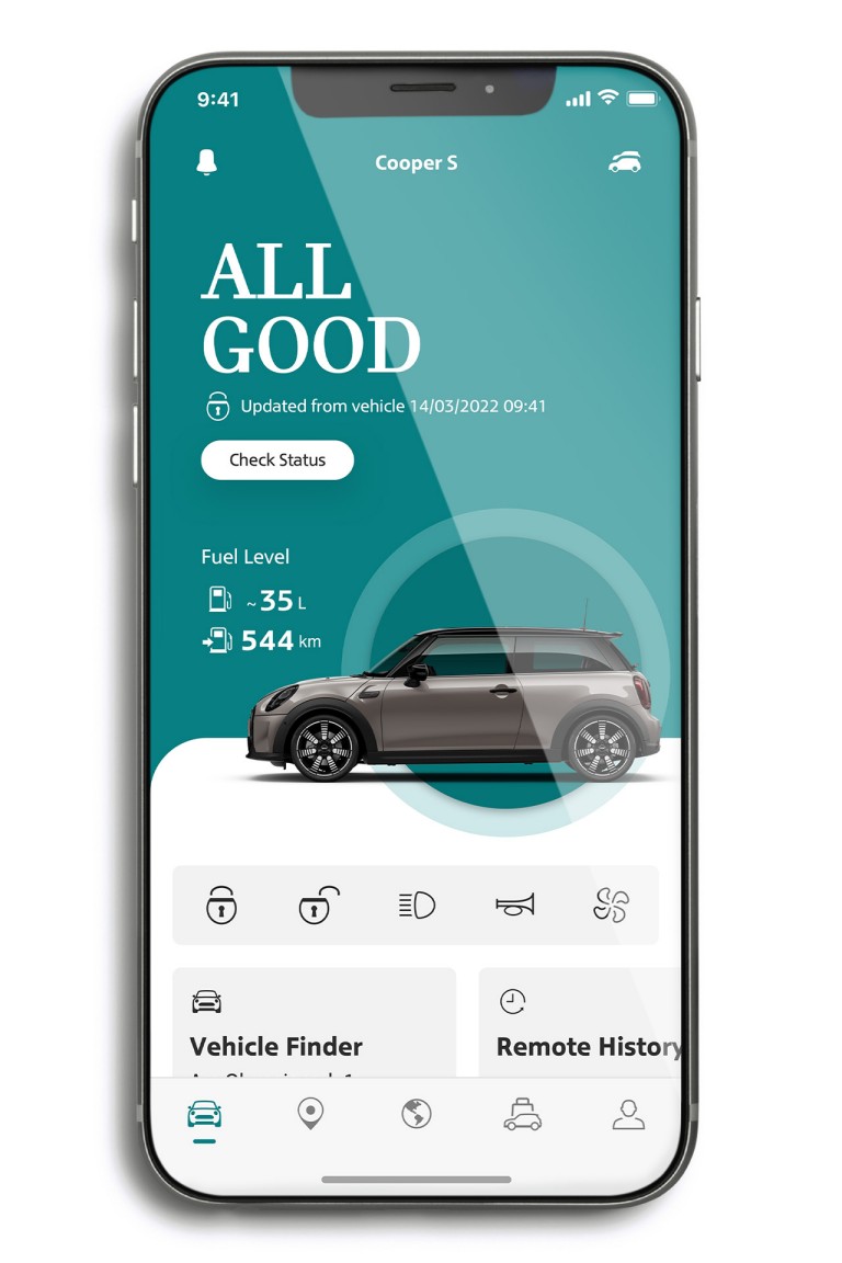 mini connected – mini app – καρτέλα αυτοκινήτου